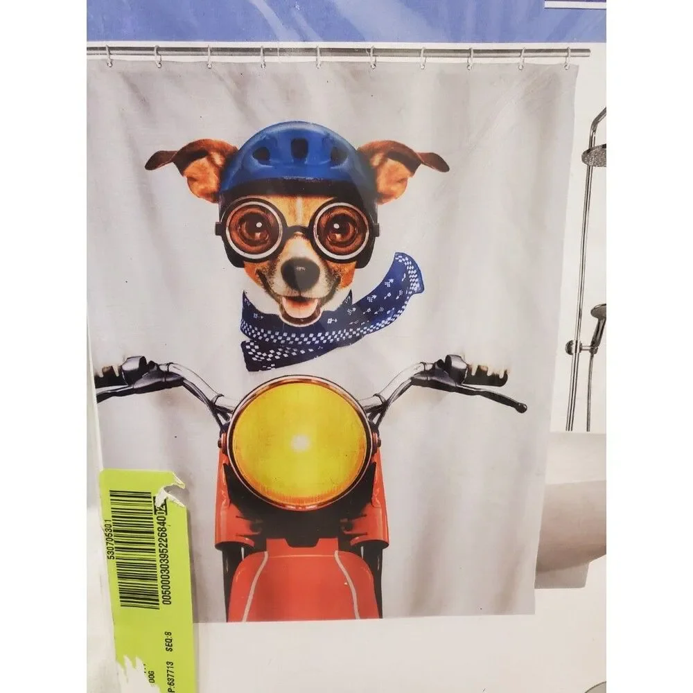 Wenko Biker Dog Shower Curtain 180cm x 200cm 12 hooks